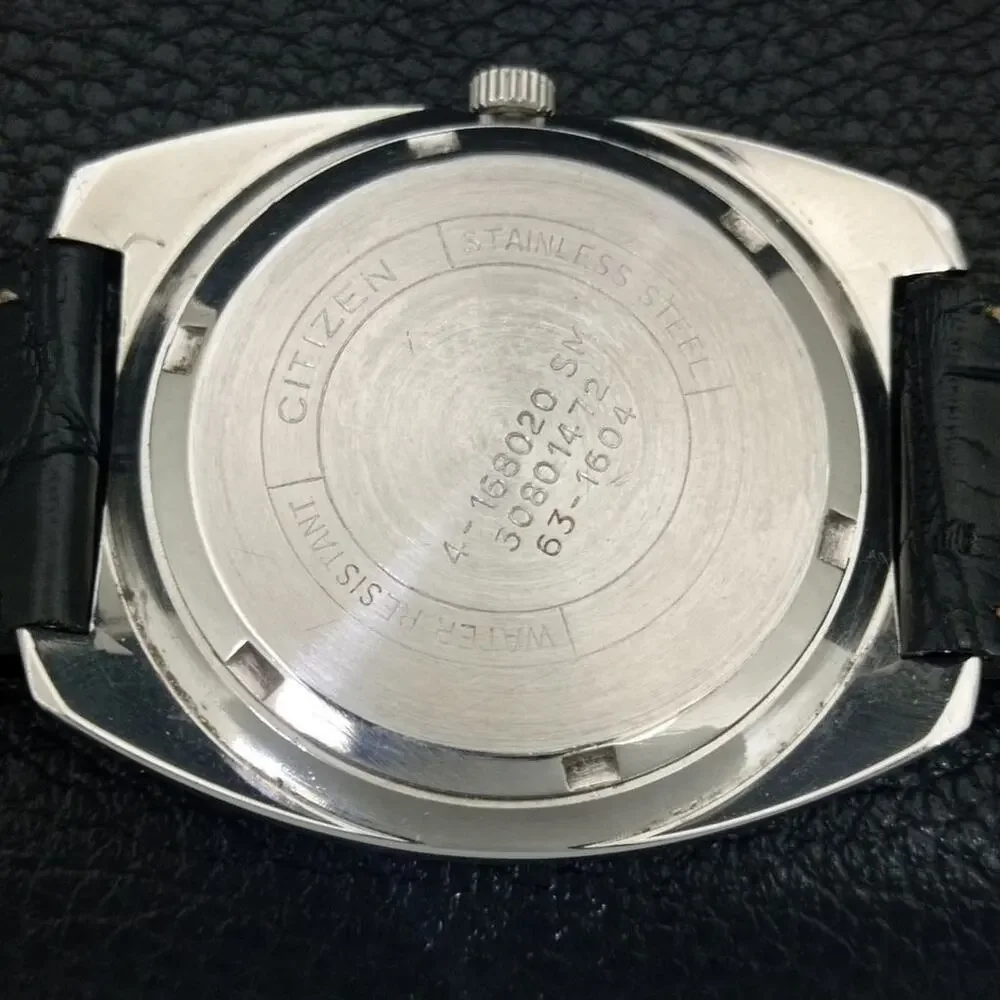 Vintage 1981 Citizen Manual Mens Silver Watch W/daydate & Green accents